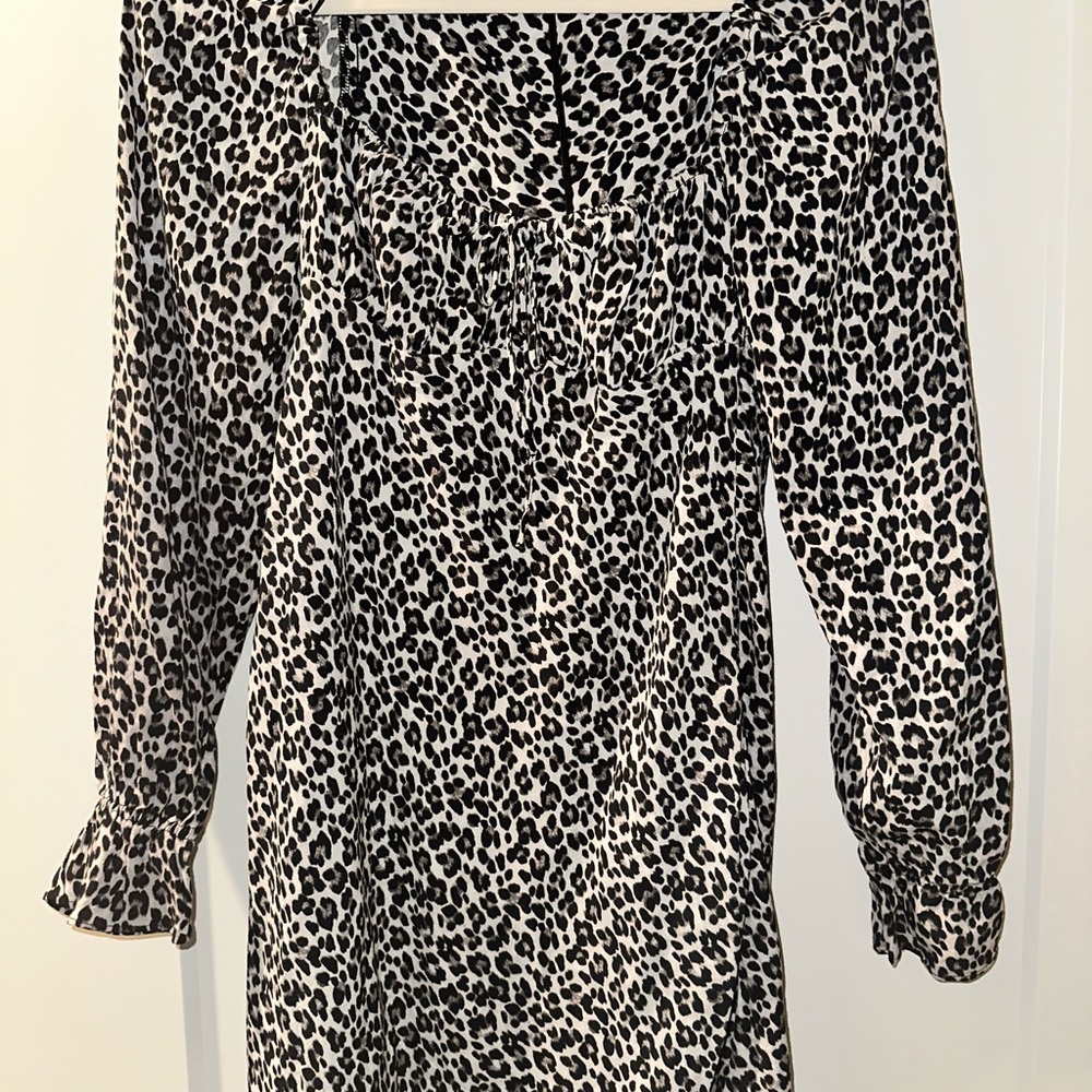 Zara Black and White Animal Print Blouse